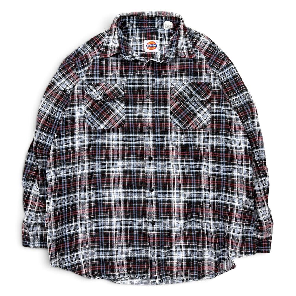 Vintage 90s Dickies Plaid Flannel Shirt XL Grunge Workwear Skater Button Up